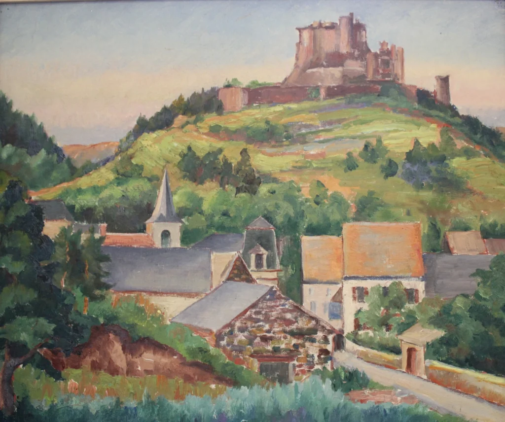 N°103, Château de Murol, village et église, Murols 1936, 61 x 50cm_huge